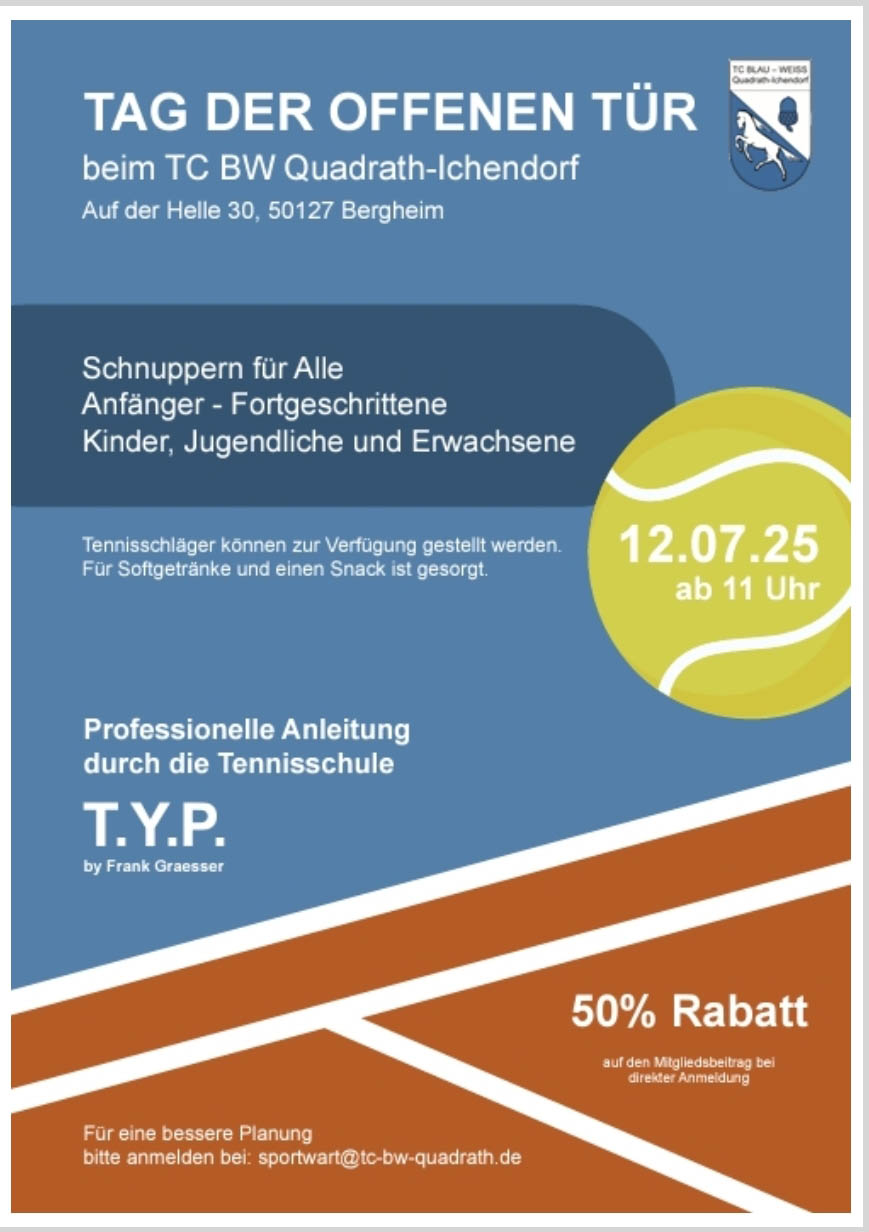 Tag Der Offenen Tuer 2025 TC Blau Weiss