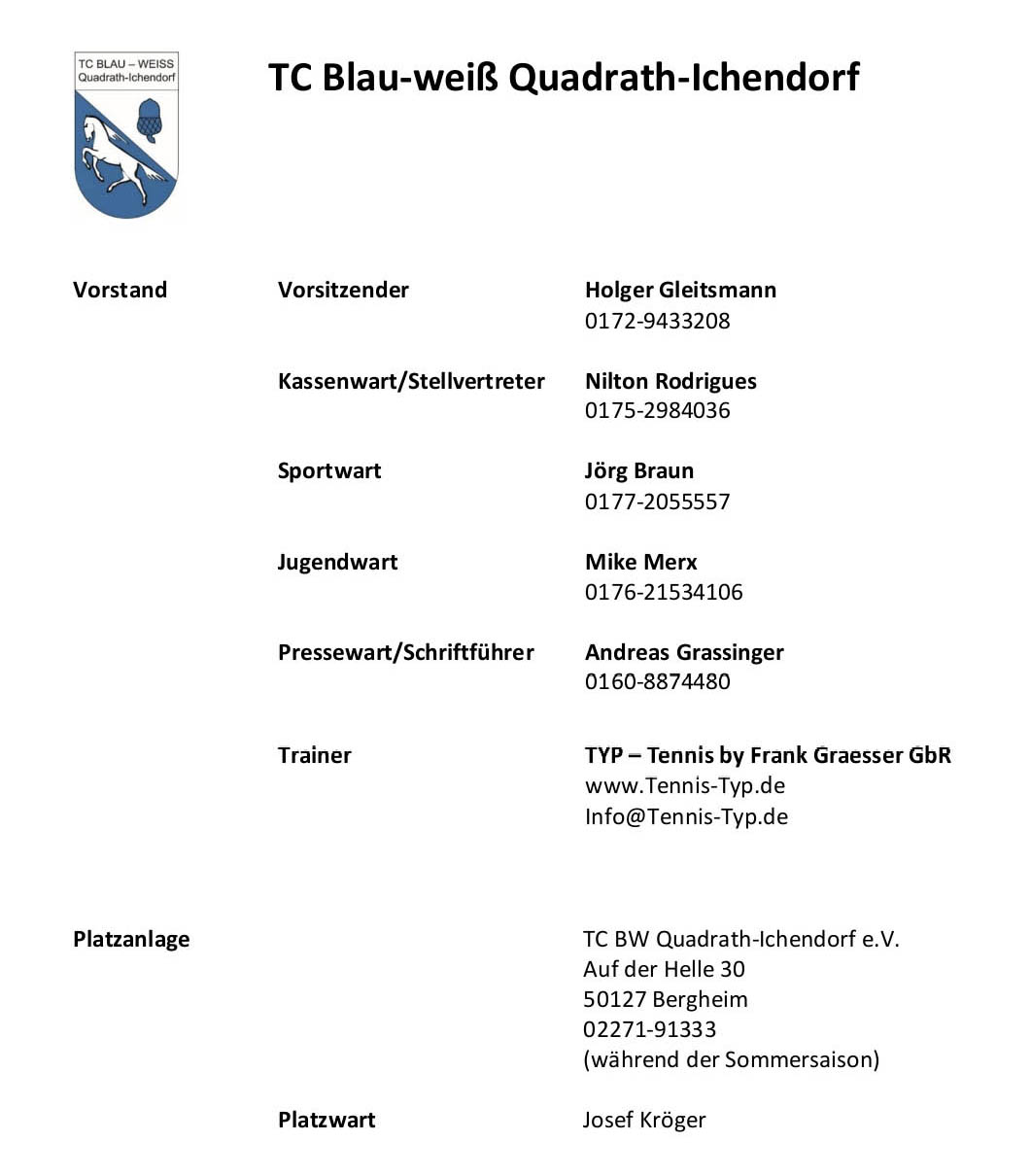 Vorstand TC Blau Weiss